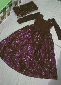 Elegant Sequin Gown & Dupatta