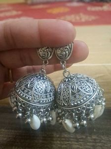 Silver Jhumka Earrings
