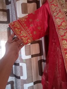 Red With Cream Color Braidel Lehenga Full Set