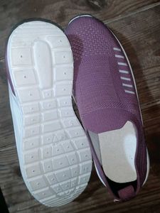 Mauve Knit Slip-On Shoes