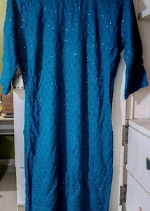 Blue Chikankari Kurti With Surprise Freebie
