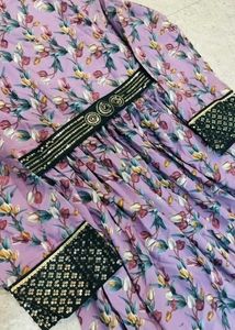 Floral Printed Semi-stitched Anarkali Gown