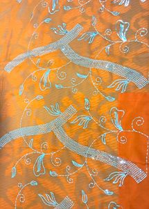 Orange  Saree  With Sitara  Work .