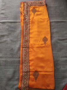 Unused Women Orange Sarree