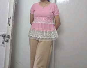 Cute Pink Lace Top