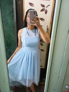 Blue Lace Hi-Lo Dress