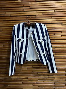 Blue And White Striped Elegant Jacket