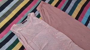 Vintage Pink Sleeveless Dress With Pant