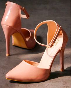 Elegant Nude Patent Leather Heels