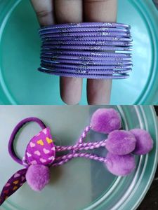 Purple Bangles & Hair Tie Set