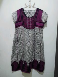 Dark Pink Orchid Kurta Diamond Print Mango Pyjama