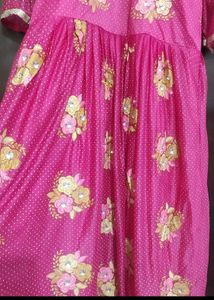 Rose  Color Ethnic Anarkali Gown For 42 Bust