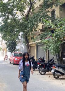 cute korean style denim pinafore