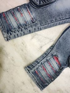 Grey Blue Jeans For Baby Girl 6 - 9 Month