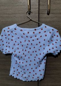 Cute Strawberry Print Crop Top