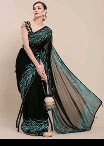 Elegant Black & Embroidery Border Saree