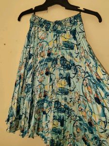 Pleated Maxi Flared Skirt