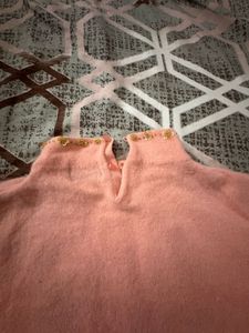 Peach Short Sleeve Strechable Warm Top