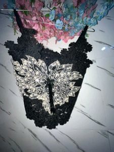 Black Lace Embellished Corset Top