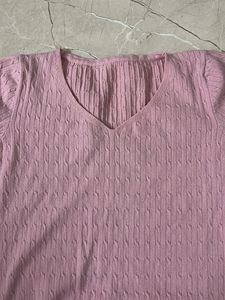Pink Knit Short Sleeve Top
