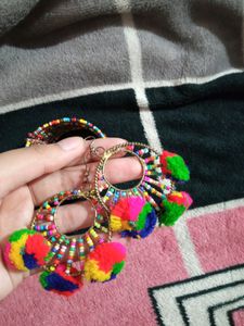 Multicolour Bohemian Earrings And Bracelet