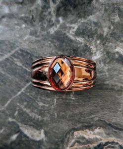Elegant Copper Cuff Bracelet with Amber Gemstone