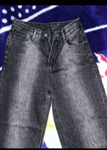 Charcoal Straight Leg Denim Jeans