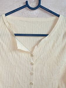 Trendy Winter Fashion Cardigan Top Ribbed Yellow