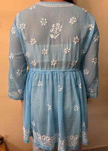 Blue Embroidered Tunic Top