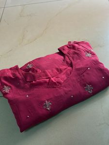 pink kurti with stones