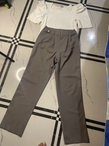 Combo Grey Trouser With White Top