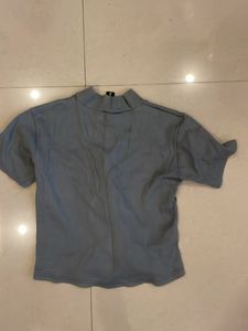 Cute Blue Lace-Up Top