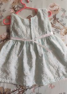Powder Blue Embroidered Frock For Baby