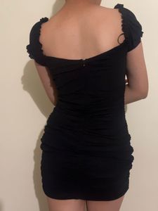 bodycon ruched black dress