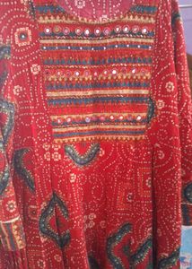 Red Bandhani Print Dress