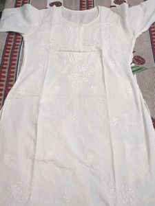 White Embroidered Kurta With Pocket Pants