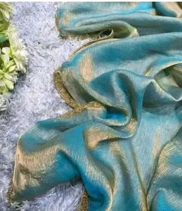 Chiffon sea blue saree