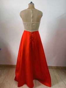 Elegant Red Lace Bodice Gown