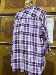 Recap Purple Plaid Checked Shirt Cotton Blended