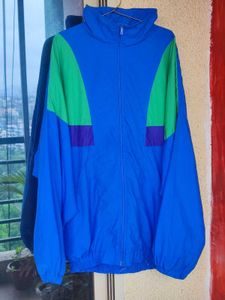 Vintage Blue And Green Color Block Windbreaker