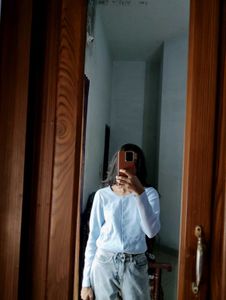 Light Blue Button-Up Cardigan