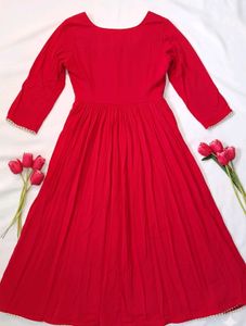 Pretty Red Anarkali Suit Set