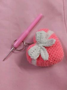 Velentine Special Heart Keychain, Crochet Keychain