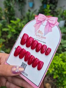 Red Glitter Press-On Nails