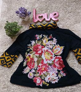 Patterned Collar Top