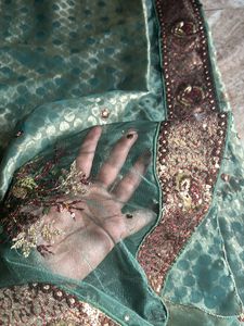 Festiv Wear Saree With Half Net Fabric In Pallu!