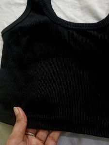 Black Square Neck Crop Top