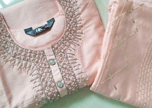 New Pink Embroidered &amp; Bead Work Kurta Set🌸