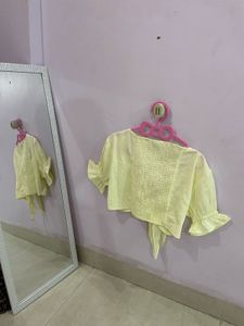 Yellow Tie-Back Crop Top