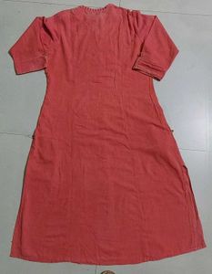Red Embroidered Kurta